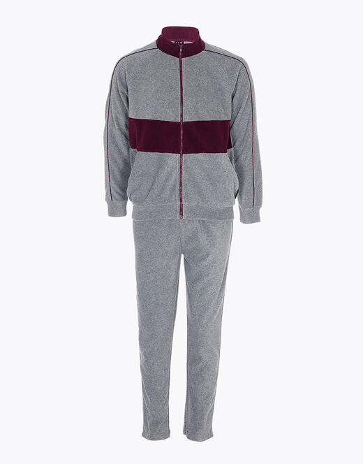 Lovable Homewear aperto in pile, grigio melange scuro e bordeaux Online