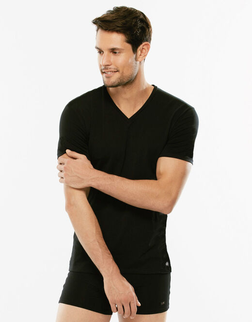 Lovable T-Shirt uomo con scollo a V profondo Supima Premium Cotton, nero