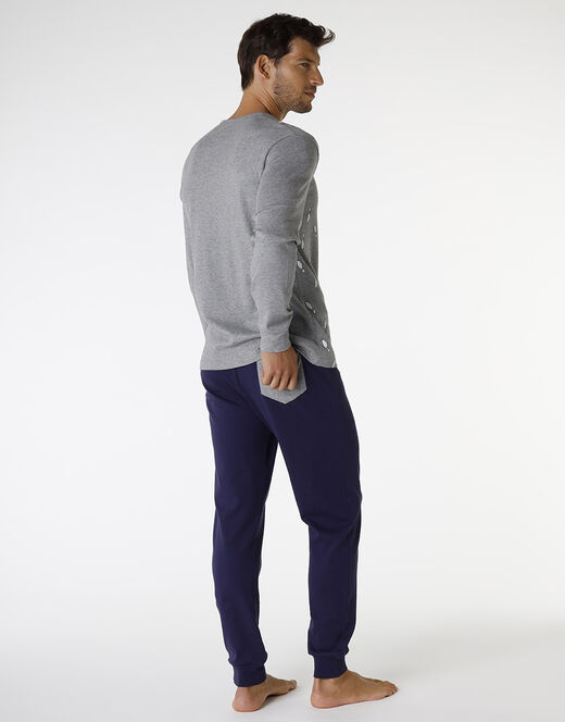 Lovable Pigiama lungo in cotone, grigio melange scuro stampa bowling Economico