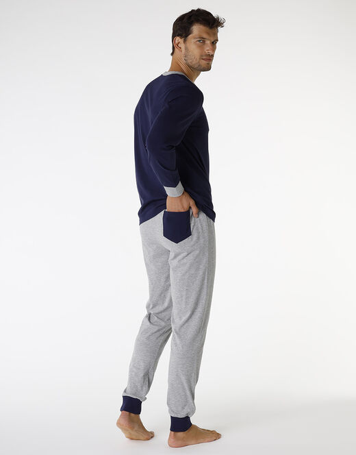 Lovable Pigiama in jersey di cotone, blu navy e grigio melange Negozio