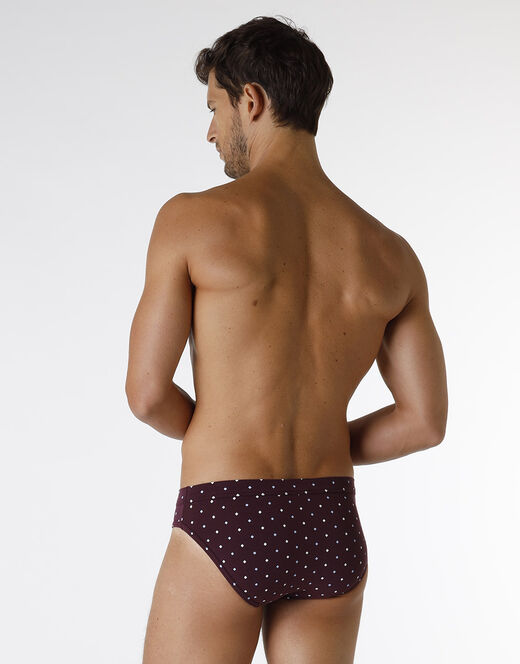 Lovable Slip Classic Cotton Modal, bordeaux con stampa geometrica Nuova