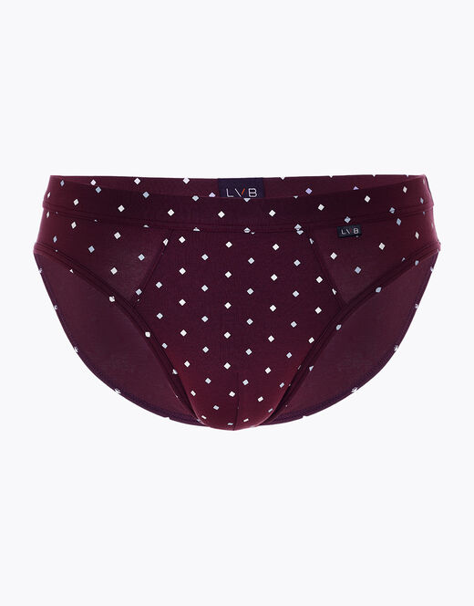 Lovable Slip Classic Cotton Modal, bordeaux con stampa geometrica Nuova