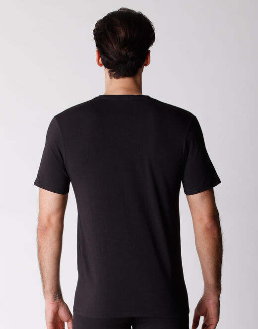 Lovable T-shirt scollo a V uomo in cotone biologico, confezione x2 nero Italia