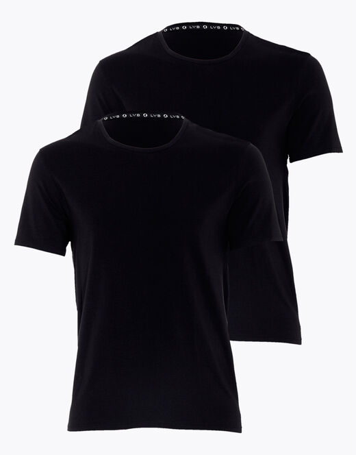 Lovable T-shirt scollo a V uomo in cotone biologico, confezione x2 nero Italia