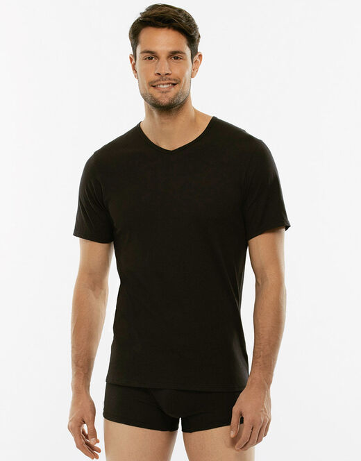 Lovable T-shirt 100% cotone Pure Cotton con scollo a V, nero Soddisfazione Garantita