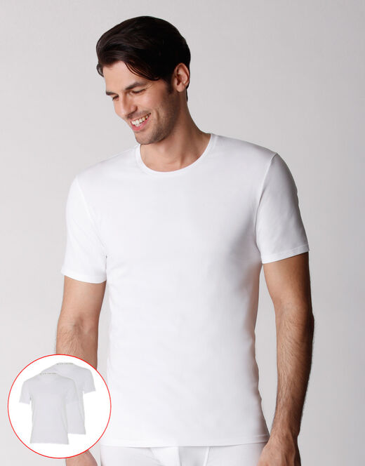 Lovable T-shirt girocollo uomo bipack in cotone biologico, bianco Consegna Veloce