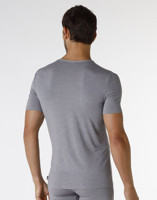 Lovable T-shirt con scollo a V Micromodal Fil a Fil, grigio melange Esporta salva