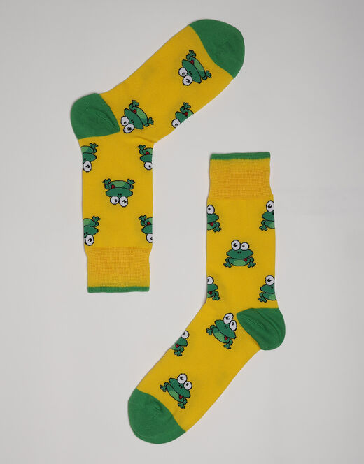 Lovable Calzini corti Crazy Socks in cotone, gialli con stampa rane Negozi Online