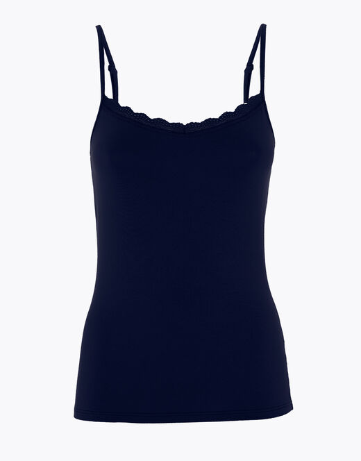 Lovable Top Basic Soul in viscosa e pizzo, blu scuro Economico