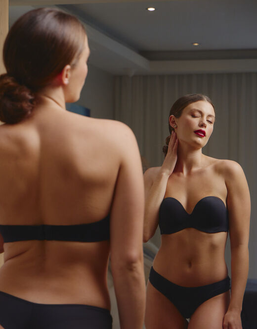 Lovable Balconette imbottito strapless, nero Outlet
