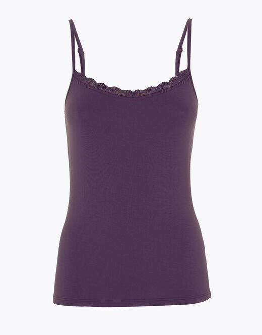 Lovable Top Basic Soul in viscosa e pizzo, tornado scuro Saldi Di Fabbrica