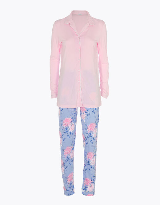 Lovable Pigiama lungo aperto in cotone modal, rosa con stampa floreale I Più Venduti