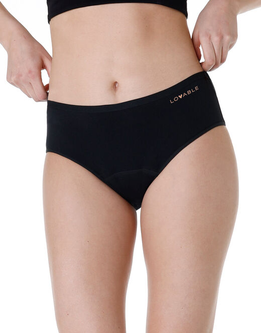 Lovable Slip midi assorbente lavabile in cotone elasticizzato, nero Black Friday