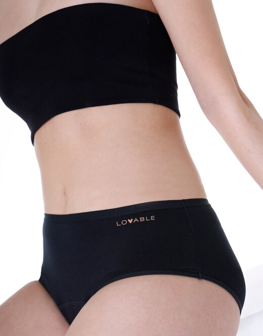 Lovable Slip midi assorbente lavabile in cotone elasticizzato, nero Black Friday