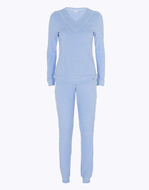 Lovable Pigiama lungo in viscosa, color azzurro ortensia Latest fashion