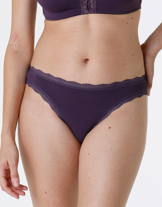 Lovable Slip Lovable Panties in cotone e pizzo elasticizzati, tornado scuro Offerte esclusive