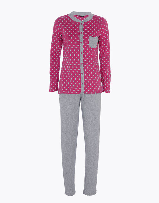 Lovable Pigiama lungo aperto in interlock cotone e viscosa, rosa ciclamino Lightning offer