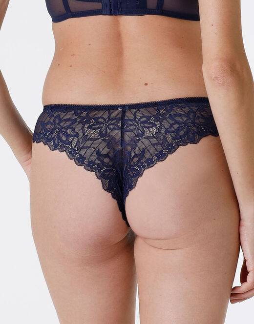 Lovable Brasiliano Striped Lace in pizzo e microfibra, blu scuro Liquidazione