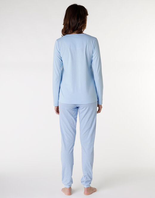 Lovable Pigiama lungo in jersey di cotone, azzurro Super Saving Price