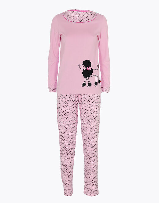Lovable Pigiama lungo in jersey di cotone, rosa con motivi e stampa 50% di sconto con spedizione gratuita