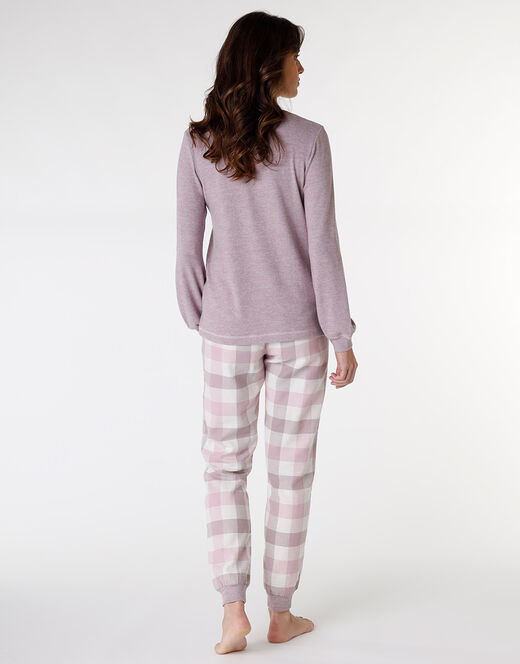 Lovable Homewear chiuso in flanella di cotone, rosa grigio Offerta