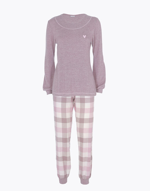 Lovable Homewear chiuso in flanella di cotone, rosa grigio Offerta