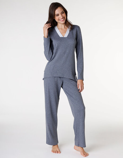 Lovable Pigiama in interlock garzato internamente, blu melange Online