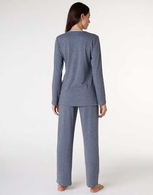 Lovable Pigiama in interlock garzato internamente, blu melange Online