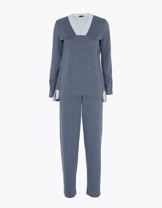Lovable Pigiama in interlock garzato internamente, blu melange Online