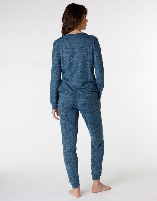 Lovable Pigiama lungo garzato esternamente, blu petrolio Outlet