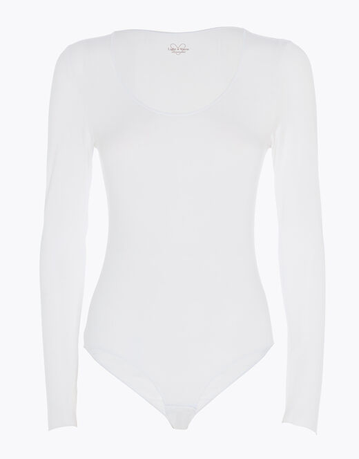 Lovable Body a manica lunga con scollo rotondo in modal, bianco Saldi