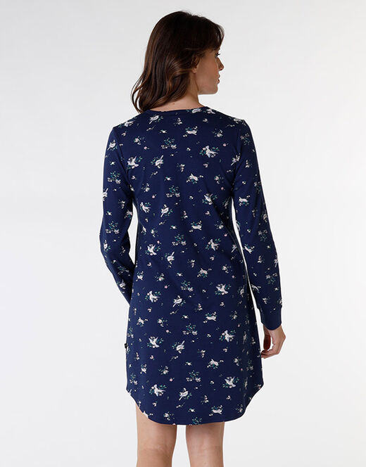 Lovable Camicia da notte in interlock di cotone, blu stampato Hotsell