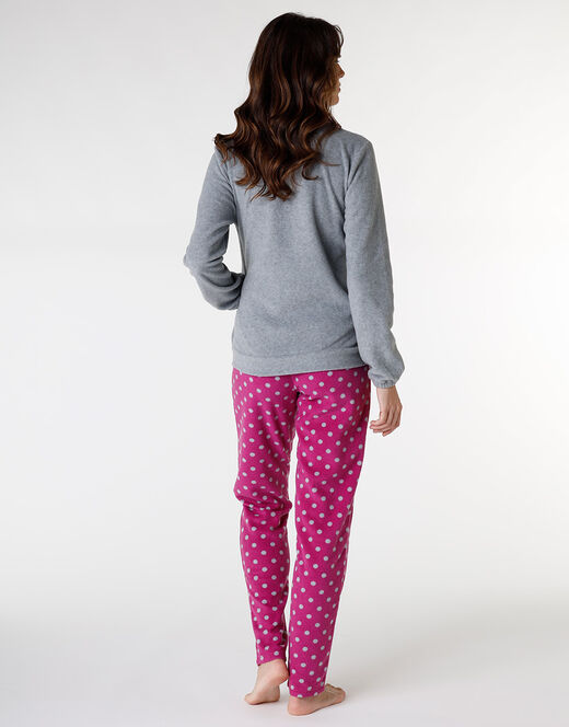 Lovable Homewear aperto in pelliccetta jacquard e micropile, rosa e grigio Vendita Economica