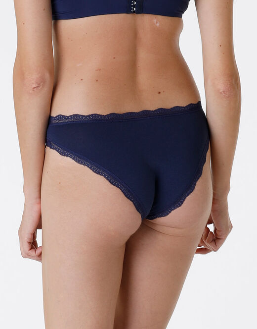 Lovable Slip Lovable Panties in cotone e pizzo elasticizzati, blu scuro Saldi Di Fabbrica