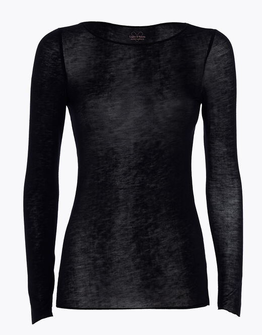 Lovable Maglia con scollo a barchetta e manica lunga in modal e cashmere, nero Sconto di tempo limitato