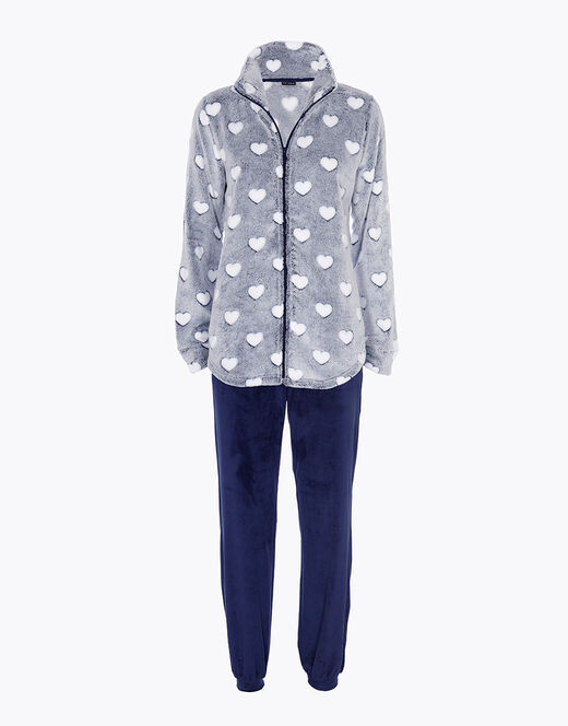 Lovable Homewear aperto in pelliccetta jacquard e micropile, blu Shopping online