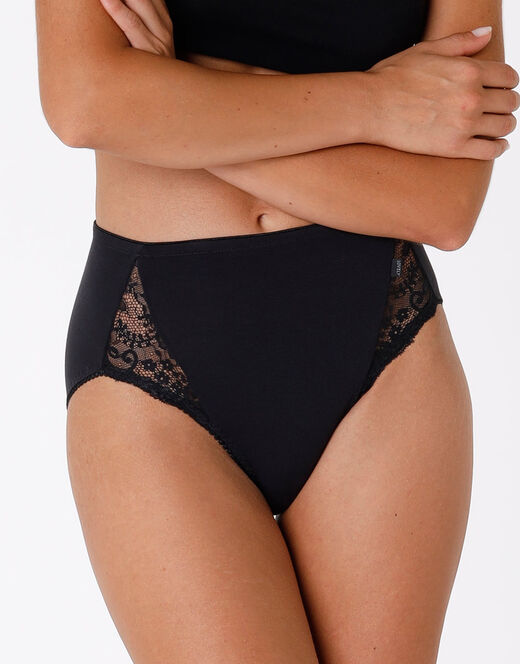 Lovable Slip midi Lovely Charme nero in cotone elasticizzato con pizzo Offerta natalizia