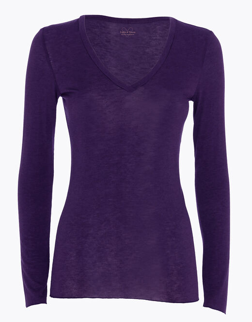 Lovable Maglia a manica lunga con scollo a V in modal e cashmere, tornado scuro Offerta per la Festa della Mamma