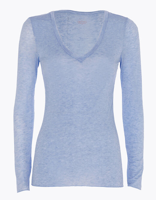 Lovable Maglia a manica lunga con scollo a V in modal e cashmere, ortensia Offerta temporanea