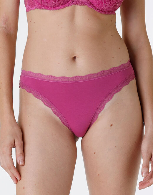 Lovable Slip Lovable Panties in cotone e pizzo elasticizzati, rosa sorbetto Comprane uno, ottenene uno gratis
