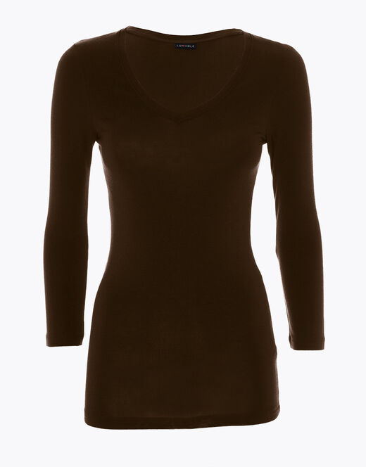 Lovable Maglia con manica a 3/4 effetto thermal Basic Soul, caffè Prezzo basso