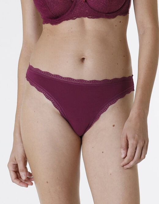 Lovable Slip Lovable Panties in cotone e pizzo elasticizzati, bordeaux Latest stili