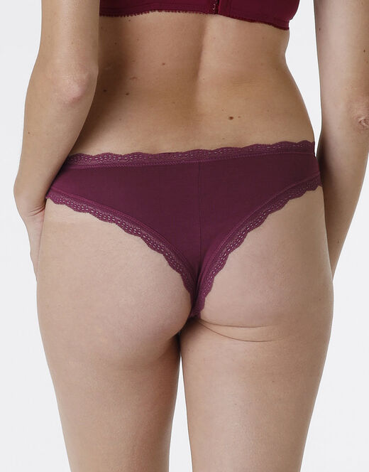 Lovable Slip Lovable Panties in cotone e pizzo elasticizzati, bordeaux Latest stili