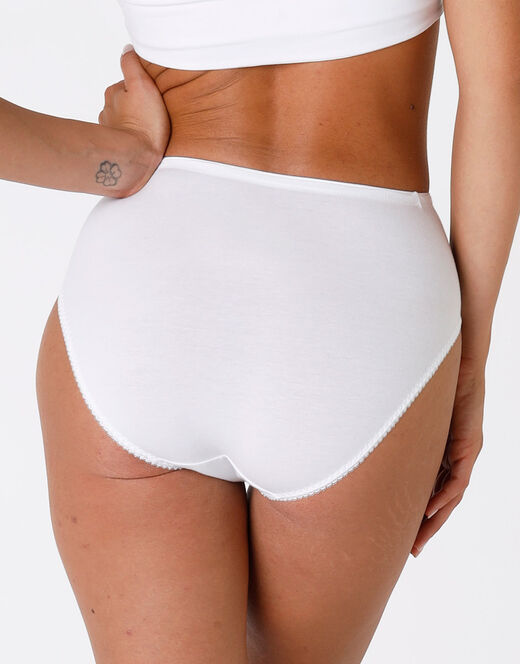Lovable Slip midi Lovely Charme bianco in cotone elasticizzato con pizzo Duty-free