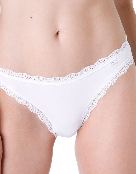 Lovable Slip Mini Lovely in cotone elasticizzato e pizzo, bianco Prezzo Ridotto