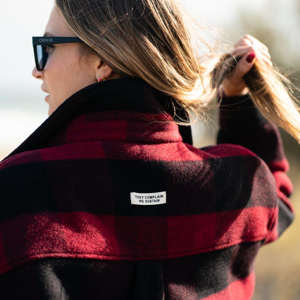 Seay / Cappotto Quadri Rosso Nero Spedizione Gratuita
