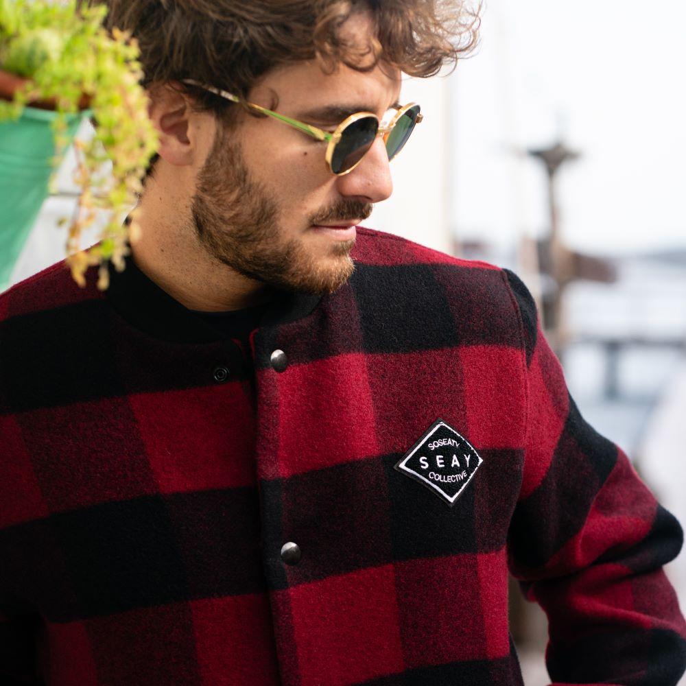 Seay / Giacca Varsity Quadri Rosso Nero Fino Al -60%
