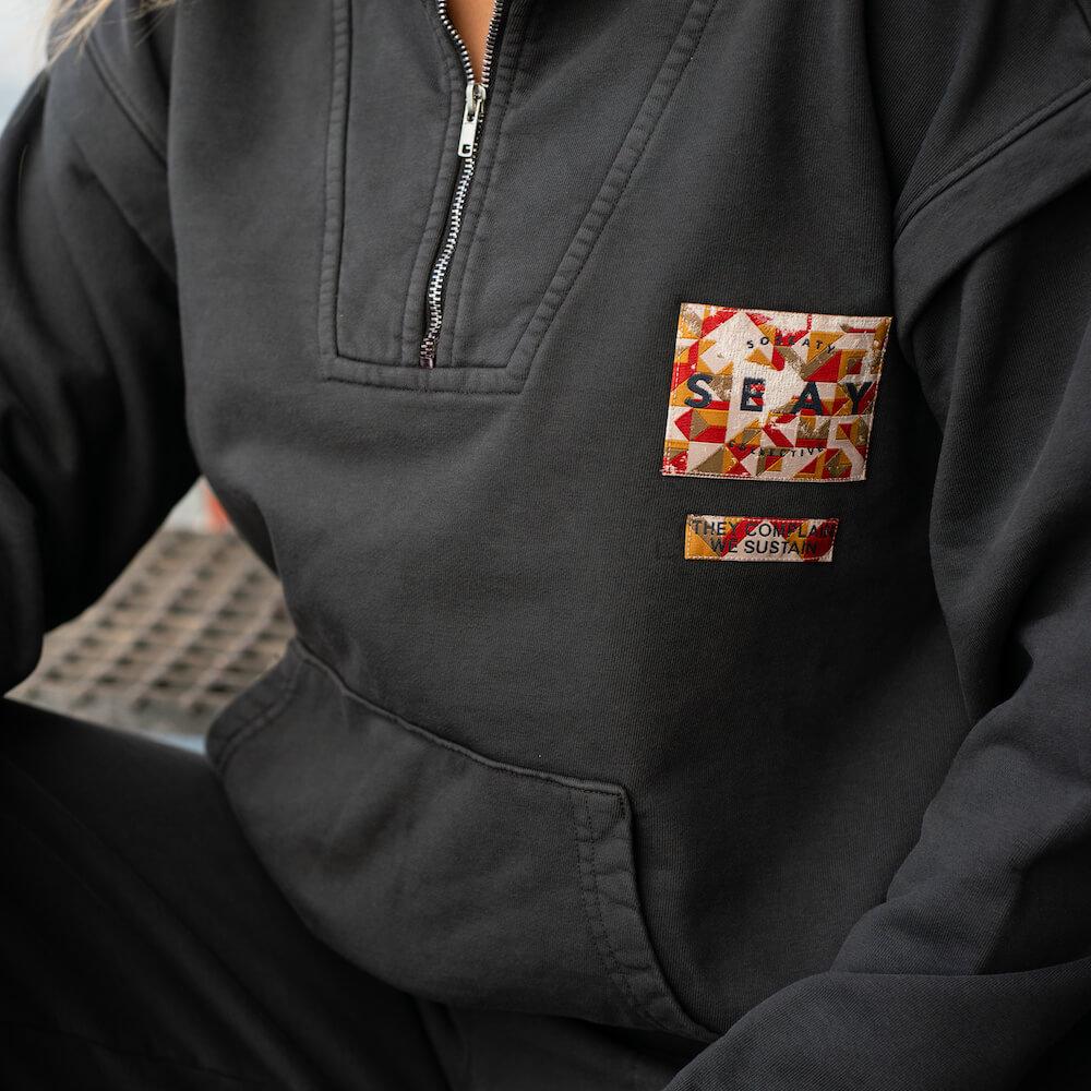 Seay / Felpa con Zip Nera Mandalay Vendita Calda
