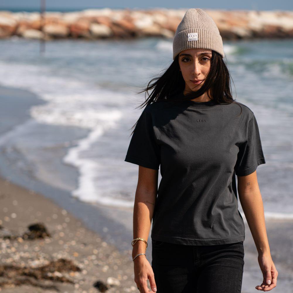 Seay / T-shirt Nera Delavé Vendite Flash