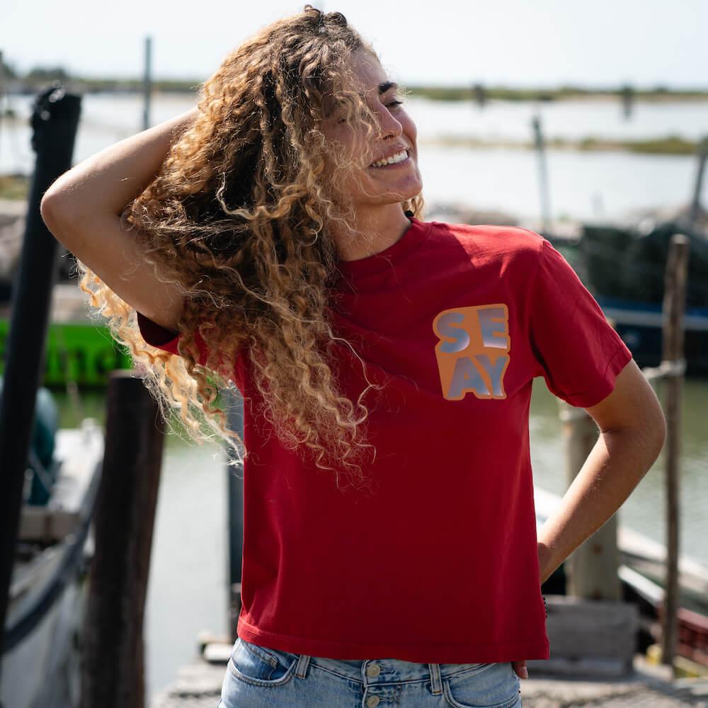 Seay / T-Shirt Loose Fit Rossa Italy